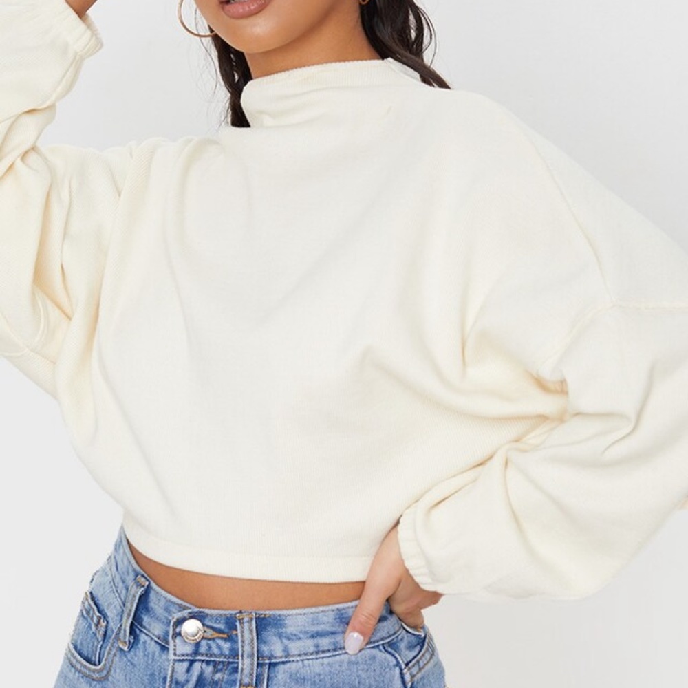 PLT Cream Ribbed Top